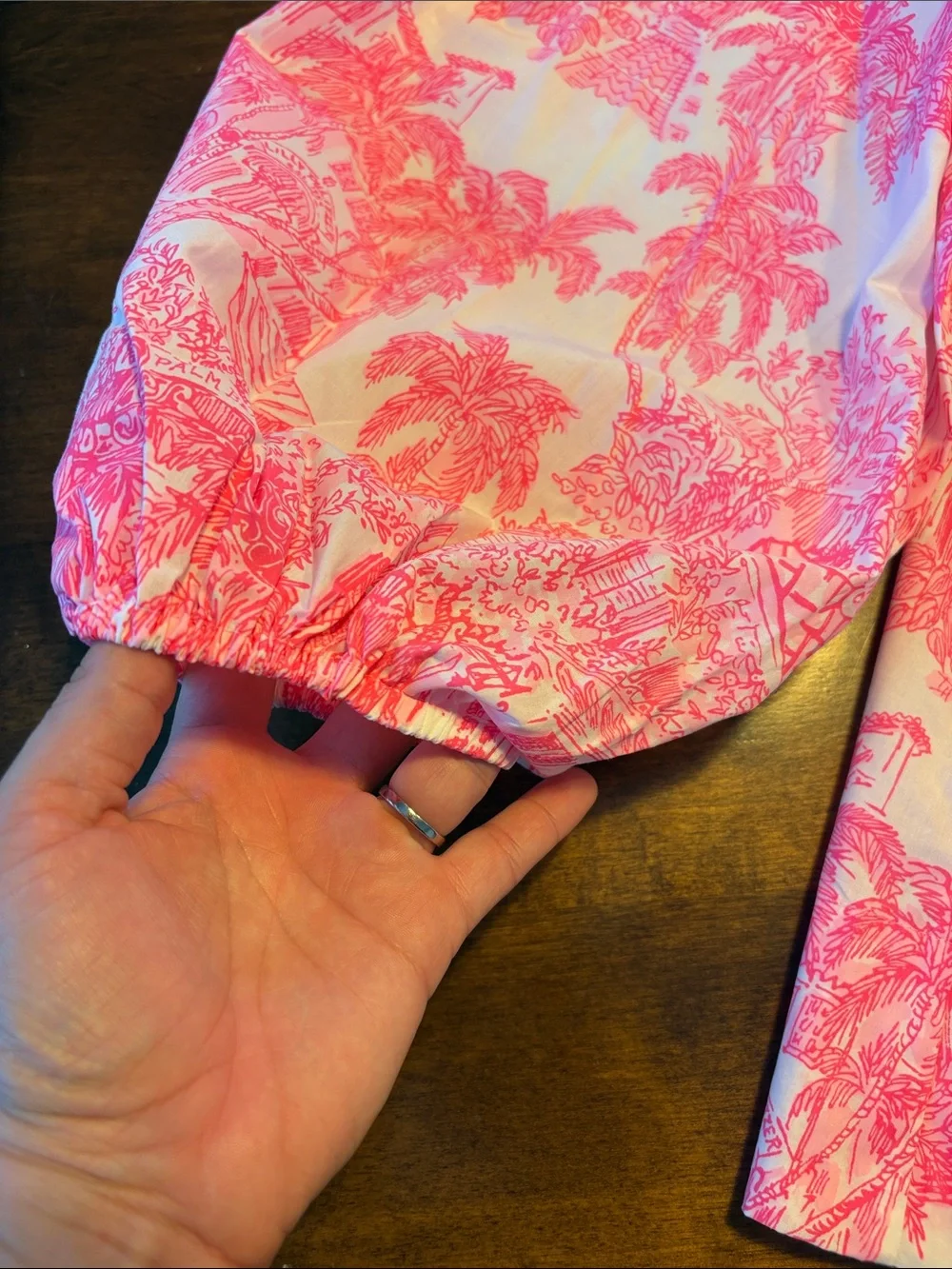 Lilly Pulitzer Barbara 3/4 Sleeve Cot White and Hot Pink
